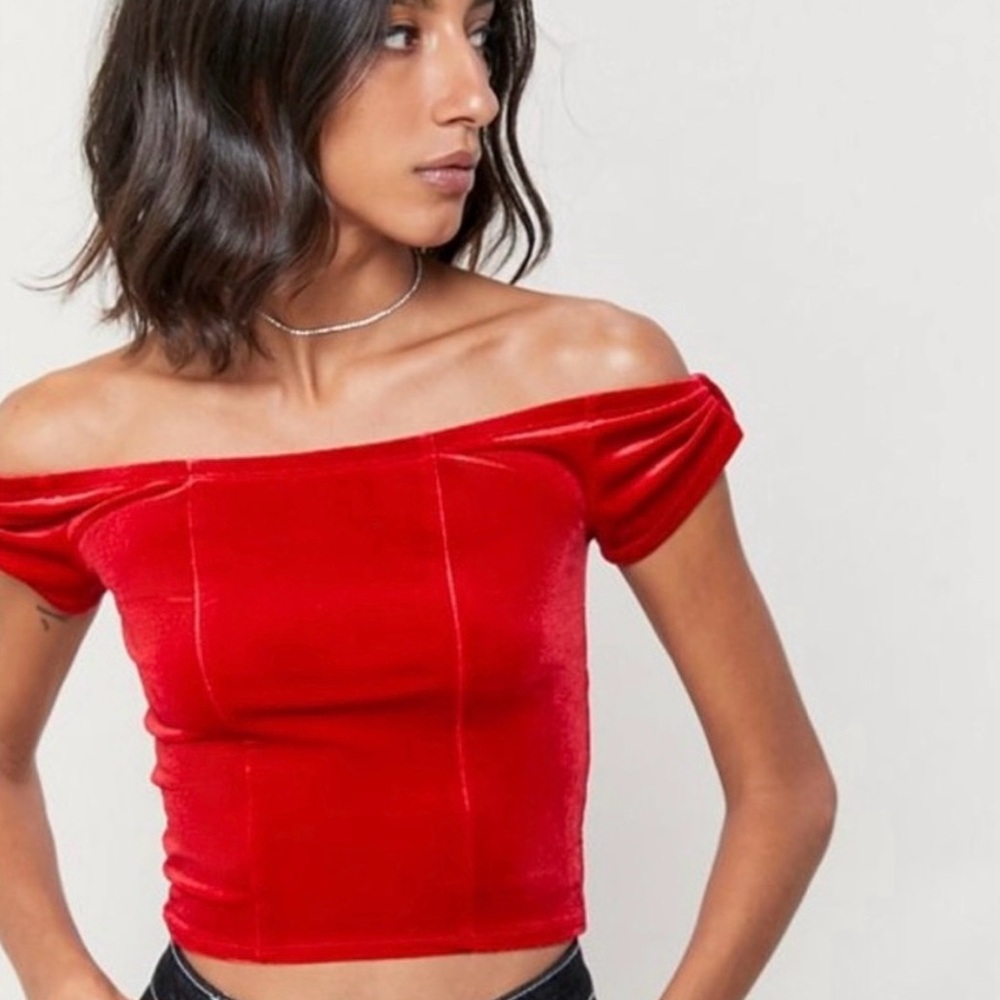 Urban Outfitters Red Velvet Top